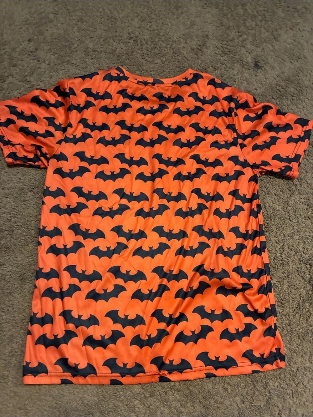 Hot Topic Orange Short Sleeve Tee with Black Bat Print - Picture 2 of 2